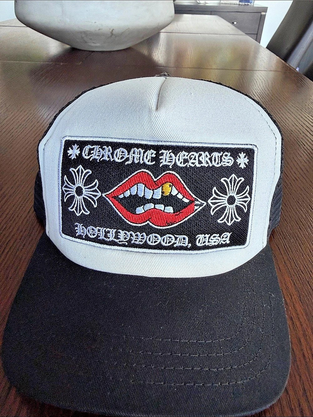 Chrome Hearts Chomper Hollywood Trucker Hat Black & White